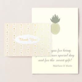Dorée Artsy Pineappy Motif Gold Foil Carte de remercieme