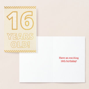 Dorée Audacieuse, Huile d'or "16 ANS !" Carte d'annivers