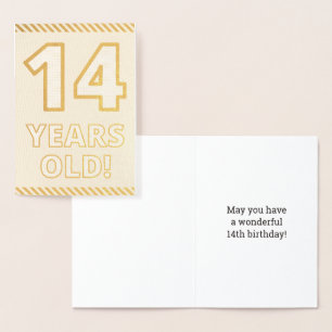Dorée Audacieux, Huile D'Or "14 ANS !" Carte d'anniversa