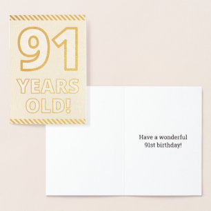 Dorée Audacieux, Huile D'Or "91 ANS !" Carte d'anniversa