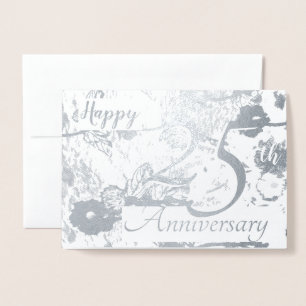 Dorée Bonne 25ème anniversaire Mariage d'argent carte bl