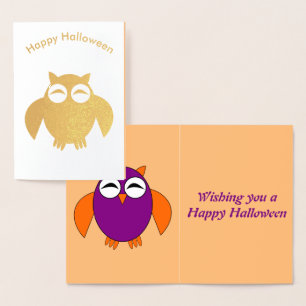 Dorée Carte à huile d'hibou d'Halloween