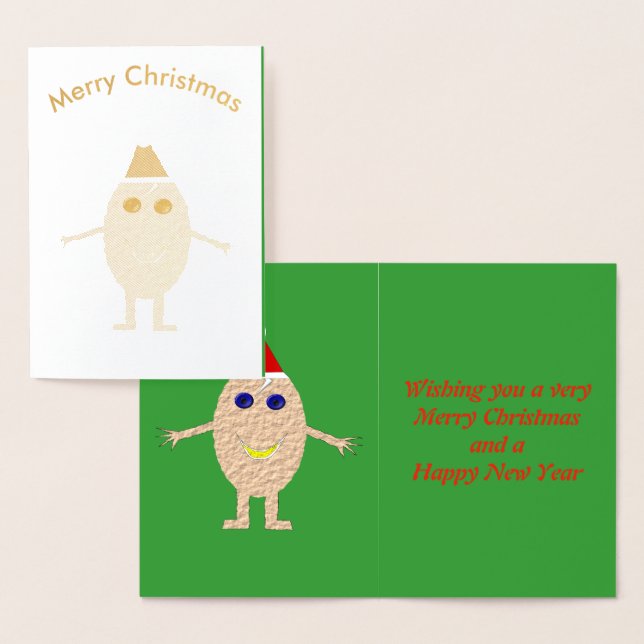 Dorée Carte à huile d'oeuf de Noël amusante (Affichage)