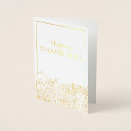Dorée Carte à huile Merci Mariage Woden & Fríge