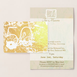 Dorée Carte d'affichage du 50e anniversaire du Mariage