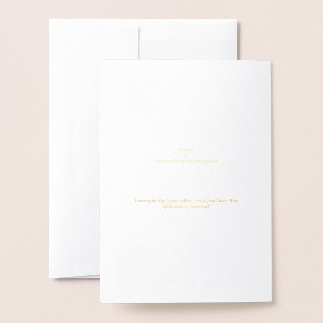 Dorée Carte d'anniversaire Gye Nyame Adinkra (Derrière avec enveloppe)