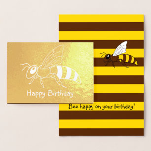 Dorée Carte d'anniversaire inversée d'abeille de miel