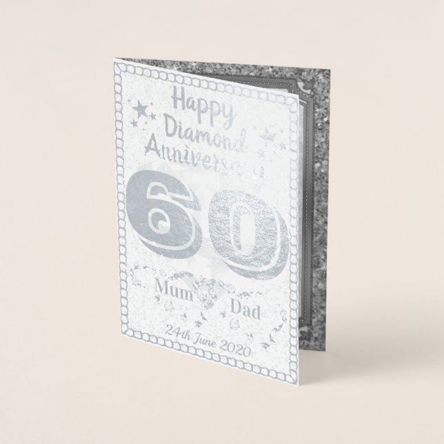 Dorée Carte d'anniversaire personnalisée du 60e Mariage (Devant)