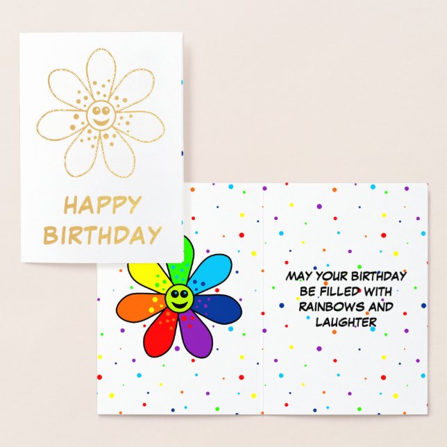 Dorée Carte d'anniversaire Rainbow Flower (Affichage)