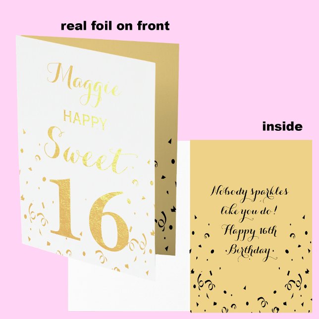 Dorée Carte d'anniversaire Sweet 16 Gold Foil (Créateur téléchargé)