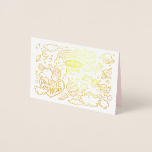 Dorée Carte d'anniversaire Unicorn et Pony