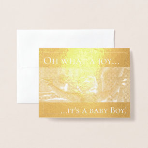Dorée Carte d'annonce de naissance avec bébé