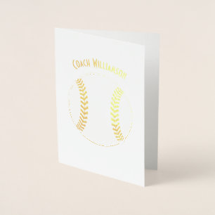 Dorée Carte de banquet Merci de l'entraîneur de baseball