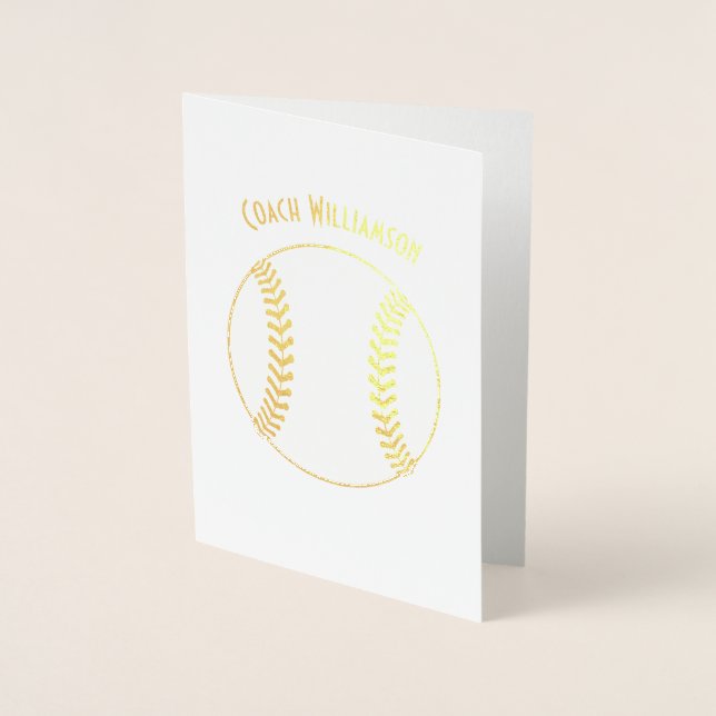 Dorée Carte de banquet Merci de l'entraîneur de baseball (Devant)