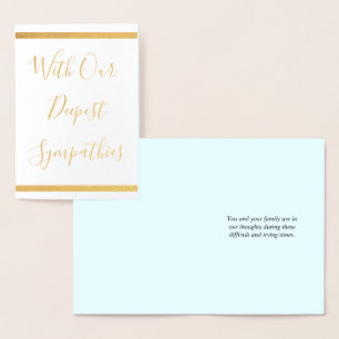 Dorée Carte de condoléances Gold personnalisée