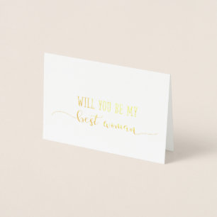 Dorée Carte de demande de témoin de mariage pour femme