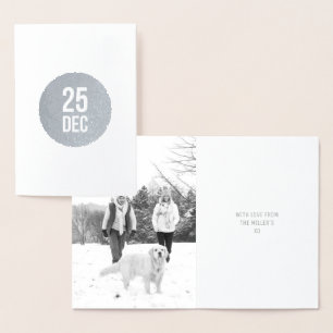 Dorée Carte de Noël circulaire minimale Silver Foil 25