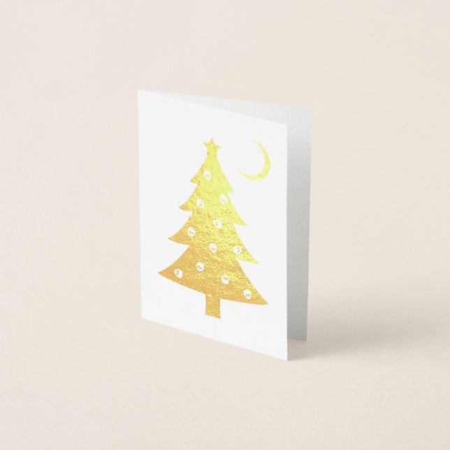Dorée Carte de Noël Déplaisant Arbre (Devant)