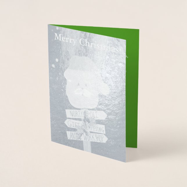 Dorée Carte de Noël en argent du Père Noël (Devant)