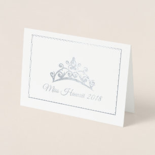 Dorée Carte de note Miss America Pageant Silver Foil Tia