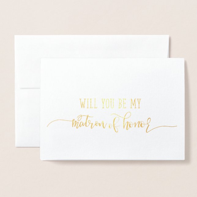 Dorée Carte de proposition Mariage Gold Foil Matron of H (Devant avec enveloppe)