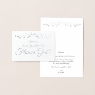 Dorée Carte de proposition pour fille à fleurs élégante 
