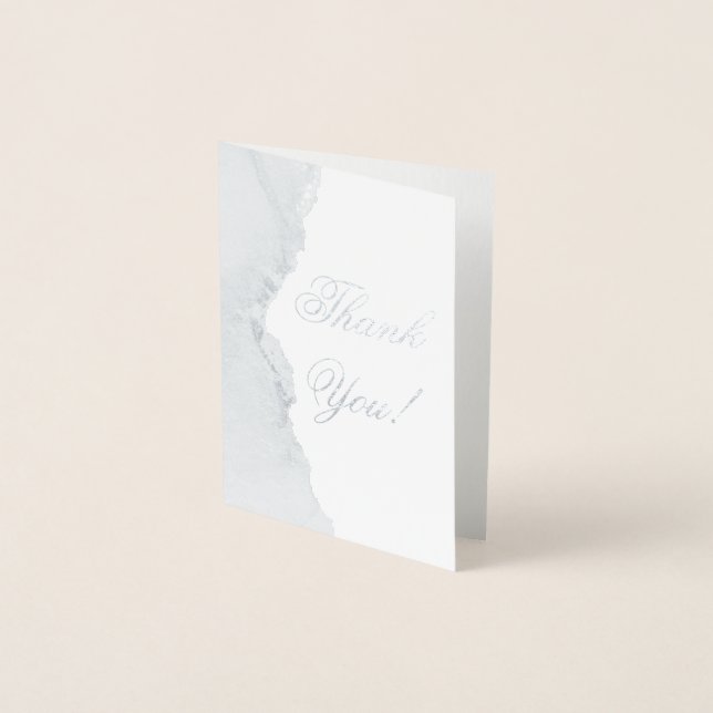Dorée Carte de remerciements de Mariage d'huile d'argent (Devant)