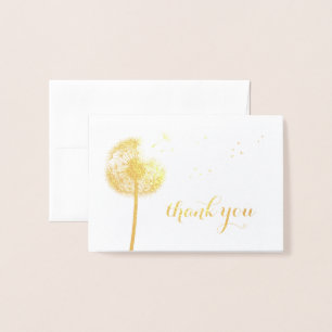 Dorée Carte de remerciements de pissenlit Gold Foil