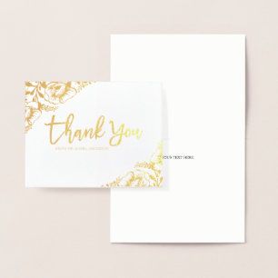 Dorée Carte de remerciements Mariage Floral Gold Foil