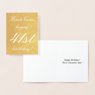 Dorée Carte de voeux minimale Gold Foil 41e anniversaire