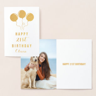 Dorée Carte de voeux personnalisée Gold Foil 21e anniver