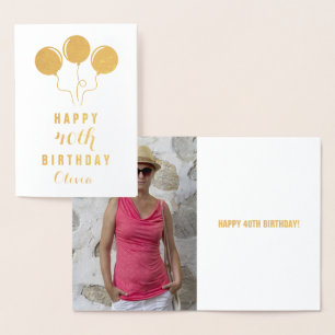Dorée Carte de voeux personnalisée Gold Foil 40e anniver