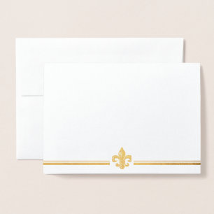 Dorée Carte de vœux vintage fleur de lis en feuille d'or