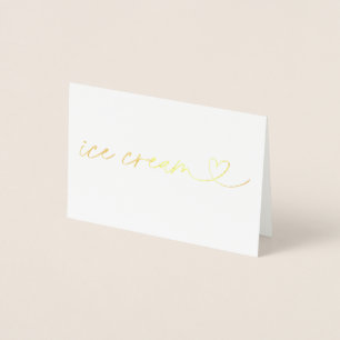 Dorée Carte d'étiquette de nourriture de glace en feuill