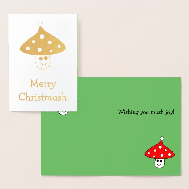 Dorée Carte d'huile de champignon Santa Hat (Affichage)