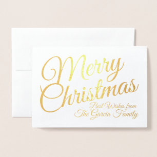 Dorée Carte d'huile de Noël de famille personnalisée Gol