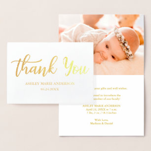 Dorée Carte d'huile d'or Merci bébé moderne