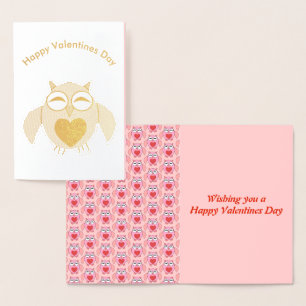 Dorée Carte d'huile Pink Love Heart Owl