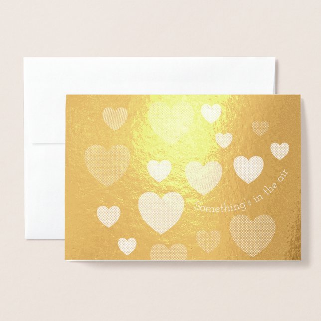 Dorée Carte en papier d'aluminium pour la Saint-Valentin (Devant avec enveloppe)