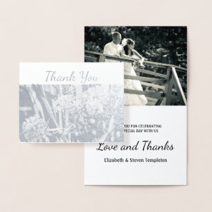 Dorée Carte Foil Mariage Floral Photo Merci