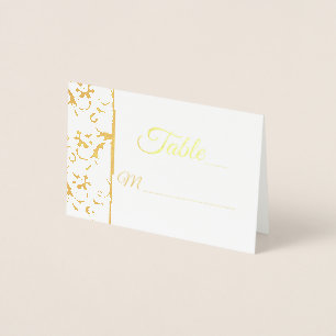 Dorée Carte Foil Place Mariage damassé Floral été