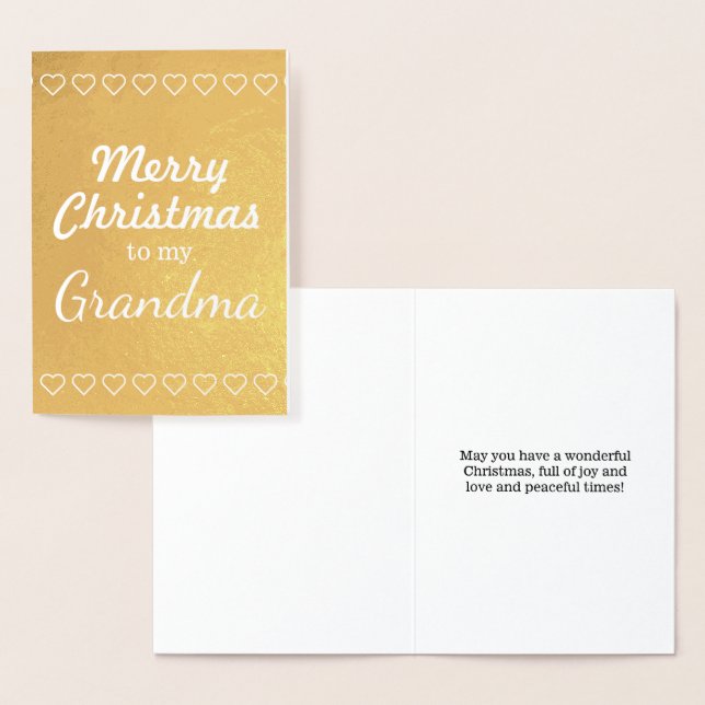 Dorée Carte Gold Foil "Joyeux Noël à ma grand-mère" (Affichage)