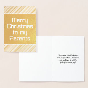 Dorée Carte Gold Foil "Joyeux Noël à mes parents"