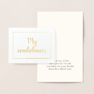 Dorée Carte Gold Foil "Mes condoléances"