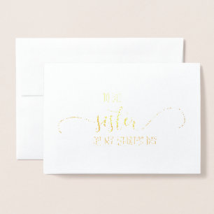 Dorée Carte Mariage Gold Foil à ma carte soeur