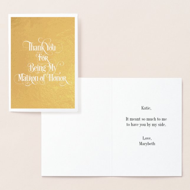 Dorée Carte Matron Of Honor Merci Gold Foil (Affichage)