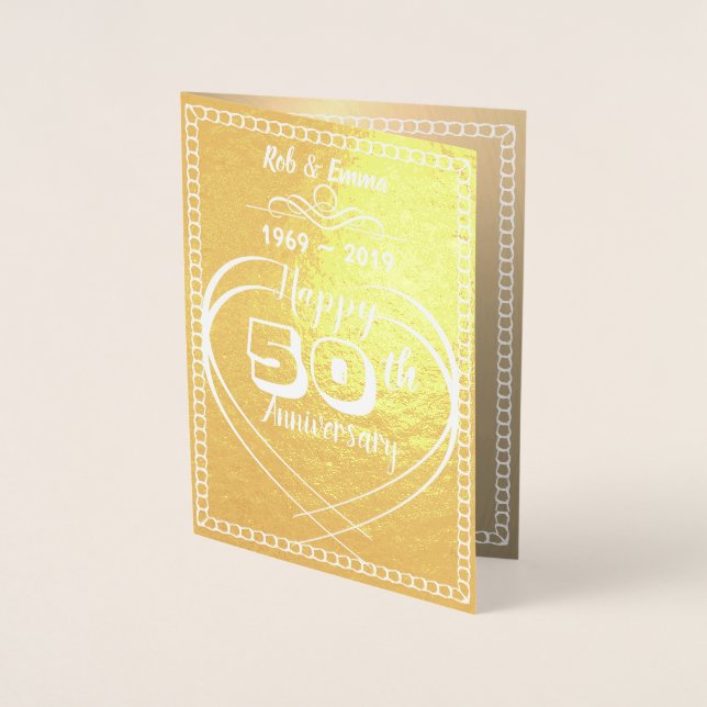 Dorée Carte personnalisée 50e Anniversaire d'or (Devant)