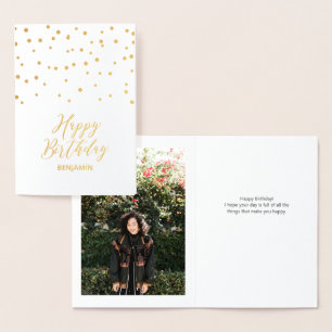 Dorée Carte photo en feuille d'or pour joyeux anniversai