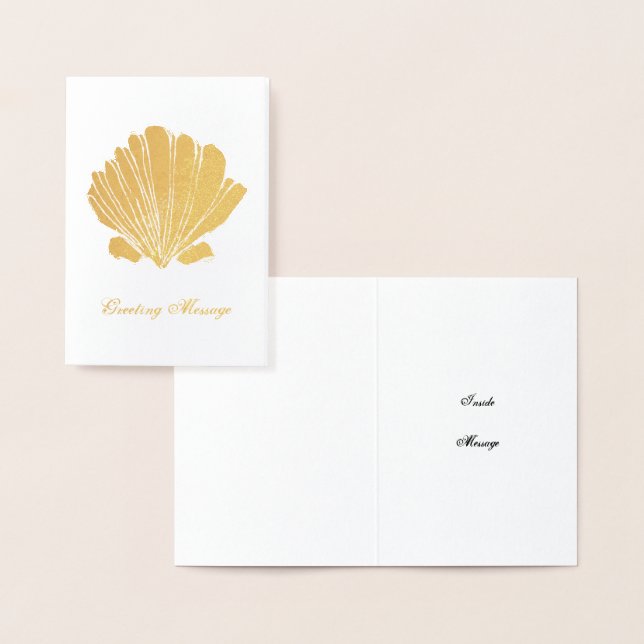 Dorée Carte Rustique Gold Foil Scallop Shell (Affichage)