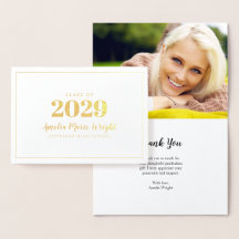 Classy Gold Foil Carte de remerciements de graduat